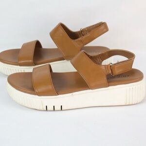 Arizona Jean Co. Brown & White Platform Sandals Womens Size 9